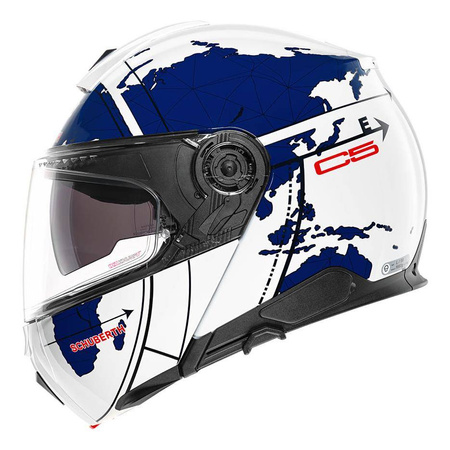 Kask motocyklowy SCHUBERTH C5 ECE GLOBE BLUE biały niebieski czerwony