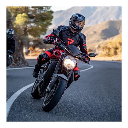 Kurtka motocyklowa skórzana Rebelhorn REBEL czarny-czerwony