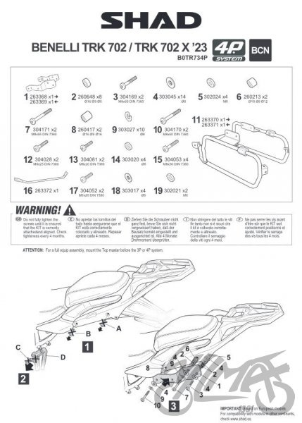 Stelaż kufra bocznego 4P motocyklowego SHAD Terra do Benelli TRK