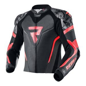 Kurtka motocyklowa skórzana sportowa/miejska Rebelhorn REBEL czarny-czerwony