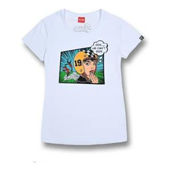 Koszulka codzienna T-shirt damska DAVCA OPS HE CAN'T RIDE biały żółty niebieski zielony