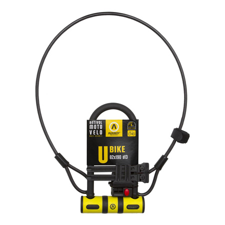 Zapięcie Motocyklowe AUVRAY U-BIKE – U-Lock z Linką oraz Uchwytem, 82 mm x 147 mm, 8 mm – Uniwersalny