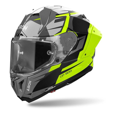 Kask motocyklowy AIROH GP800 MASTER YELLOW GLOSS żółty fluo szary czarny
