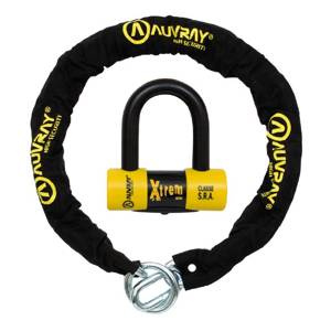 Zestaw motocyklowy łańcuch z kłódką AUVRAY XTREM MINI lasso 120cm czarny żółty