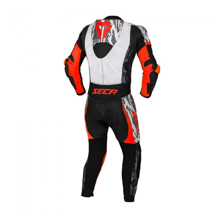 Kombinezon motocyklowy jednoczęściowy SECA SRS ONE FLUO RED czarny czerwony fluo biały