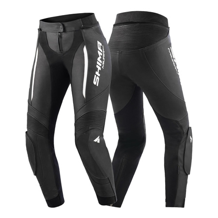 Damskie spodnie motocyklowe skórzane sportowe Shima MIURA 2.0 czarny/biały