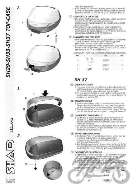 Nakładka kufra centralnego motocyklowego SHAD SH29 biała