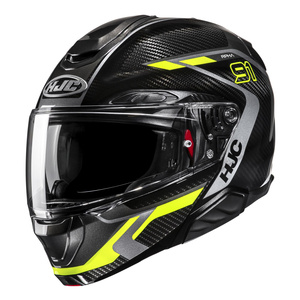 Kask motocyklowy szczękowy HJC RPHA 91 Carbon Lagos czarny/żółty