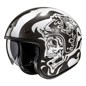 Kask motocyklowy otwarty HJC V31 Flame biały/czarny
