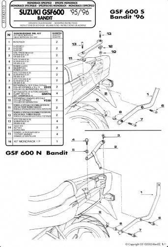 KAPPA Stelaż kufra motocyklowego centralnego SUZUKI GSF 600 BANDIT / S (96-99), 1200 (96-99) ( BEZ PŁYTY )