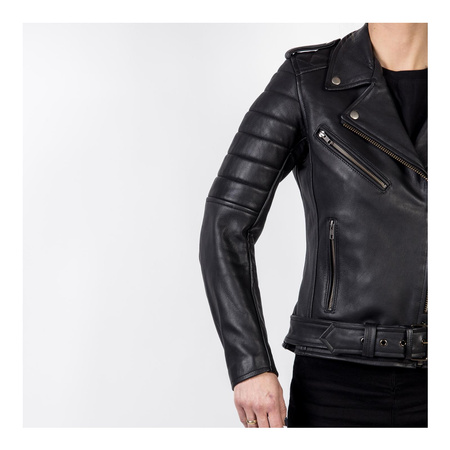 Damska kurtka motocyklowa skórzana ramoneska OZONE RAMONES MODERN matowy czarna