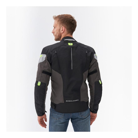 Kurtka motocyklowa tekstylna Rebelhorn SPARK czarny-szary-żółty fluo