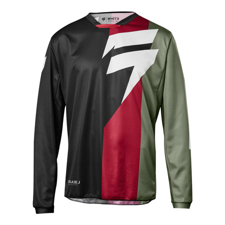 Bluza motocyklowa cross / mx SHIFT WHIT3 TARMAC BLACK biały czarny czerwony zielony