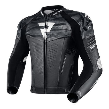Kurtka motocyklowa skórzana Rebelhorn VANDAL czarny-biały