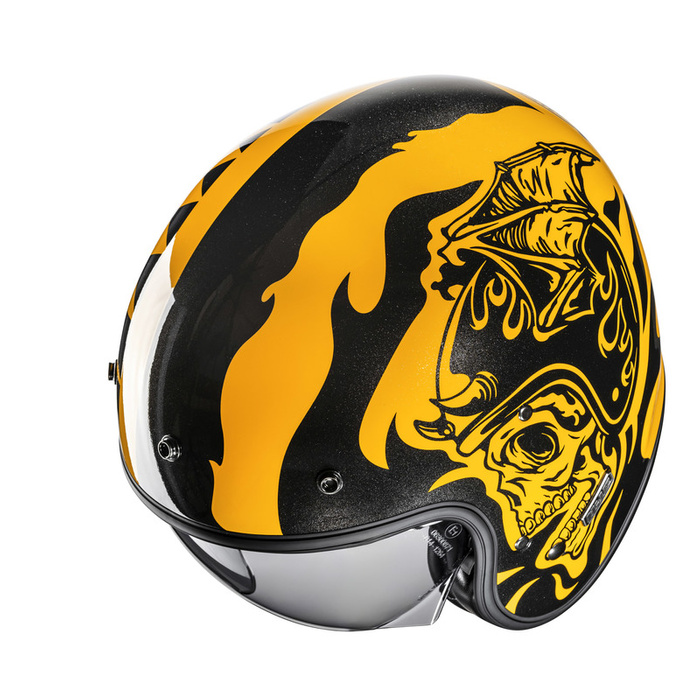 Kask motocyklowy otwarty HJC V31 Flame żółty/czarny