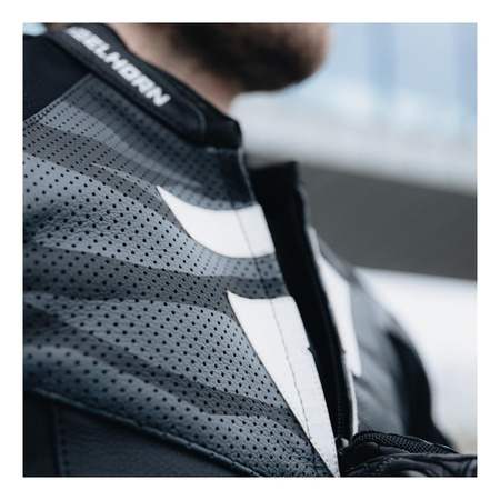 Kurtka motocyklowa skórzana Rebelhorn VANDAL czarny-biały