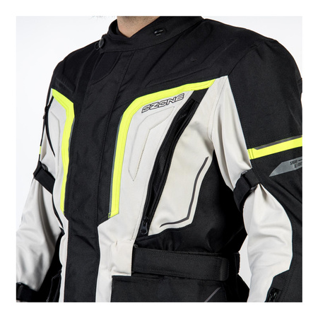 Kurtka motocyklowa tekstylna OZONE SAHARA czarna szary żółty fluo