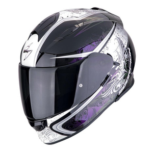 Kask motocyklowy integralny SCORPION EXO-491 RUN BLACK/CHAMELEON czarny biały fioletowy