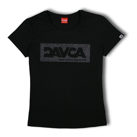 Koszulka codzienna T-shirt damski DAVCA LOGO BLACK GLITTER czarny