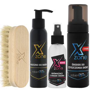 Zestaw Xzone do czyszczenia oraz konserwacji odzieży motocyklowej skórzanej strong z jonami woman + szczotka