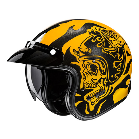 Kask motocyklowy otwarty HJC V31 Flame żółty/czarny