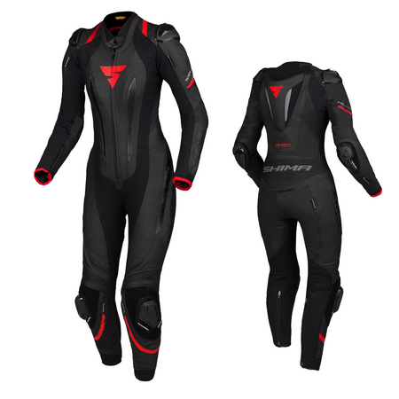 Kombinezon jednoczęściowy motocyklowy skórzany Shima MIURA RS czarny/czerwony