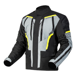 Kurtka motocyklowa tekstylna OZONE TOUR III czarna szary żółty fluo