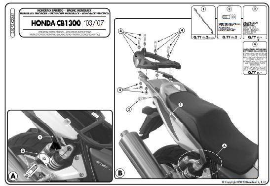 Kappa stelaż kufra centralnego Honda CB 1300/S (03-09) ( bez płyty )