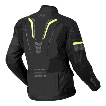 Kurtka motocyklowa tekstylna OZONE TOUR III czarna żółty fluo