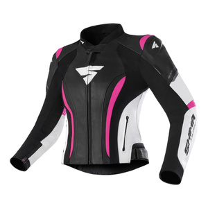Kurtka motocyklowa skórzana damska SHIMA MIURA 2.0 PINK FLUO czarny różowy