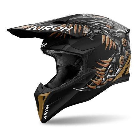 Kask motocyklowy AIROH WRAAAP CYBORG MATT czarny złoty