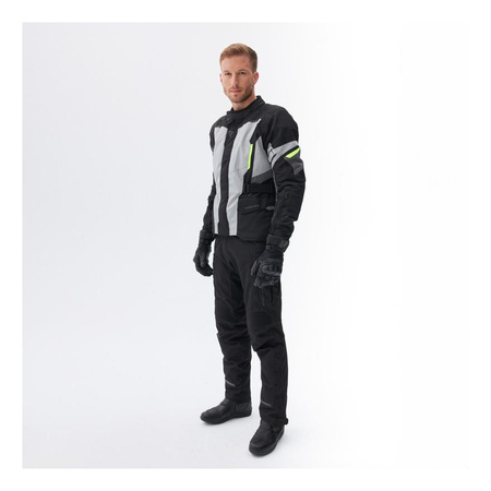 Kurtka motocyklowa tekstylna miejska/turystyczna Rebelhorn SCOUT czarny-szary-żółty fluo