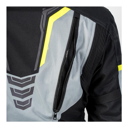 Kurtka motocyklowa tekstylna OZONE TOUR III czarna szary żółty fluo