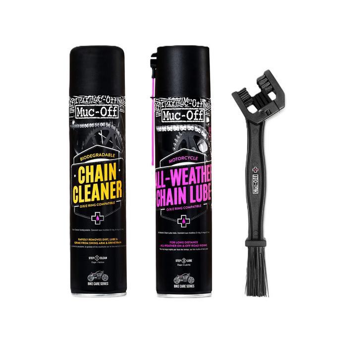 Motorcycle Chain Care Kit – Zestaw Do Pielęgnacji Łańcucha (MUC-OFF 637, Cleaner, Szczotka)