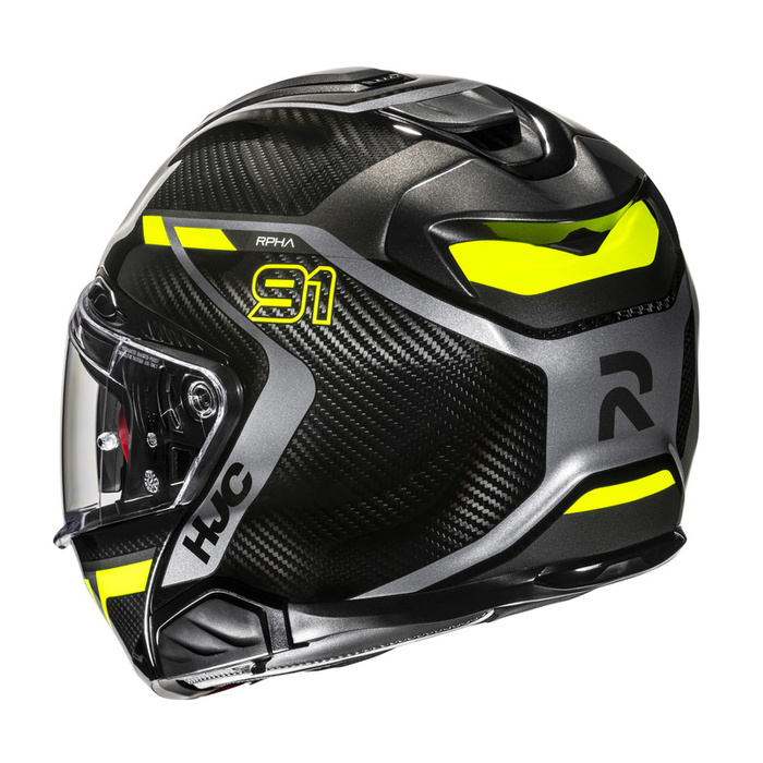 Kask motocyklowy szczękowy HJC RPHA 91 Carbon Lagos czarny/żółty