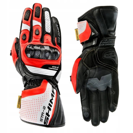 Rękawice motocyklowe skórzane sportowe Shima STR-2 GLOVES czerwony