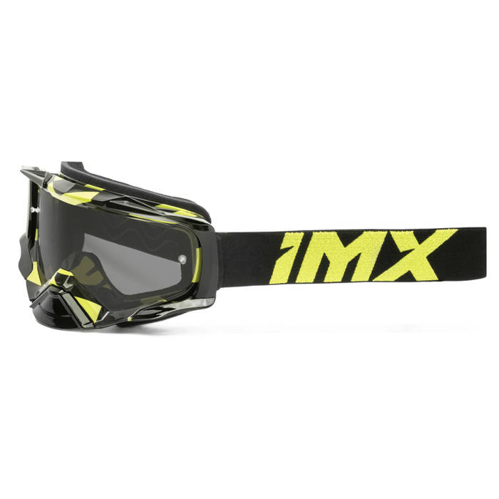 Gogle motocyklowe IMX Dust Graphic Fluo Yellow Gloss/Black - Szyba Dark Smoke + Clear (2 Szyby W Zestawie)