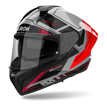 Kask motocyklowy AIROH MATRYX ROCKET RED GLOSS czerwony szary czarny
