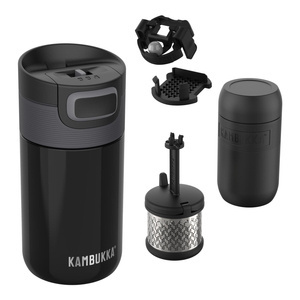 Zestaw motocyklowy Kubek termiczny Kambukka ETNA Pitch Black 300ml + zaparzacz do herbaty