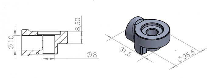 Adapter lusterek PUIG Hi-Tech do owiewek (9533N, lewy) Czarny (N)