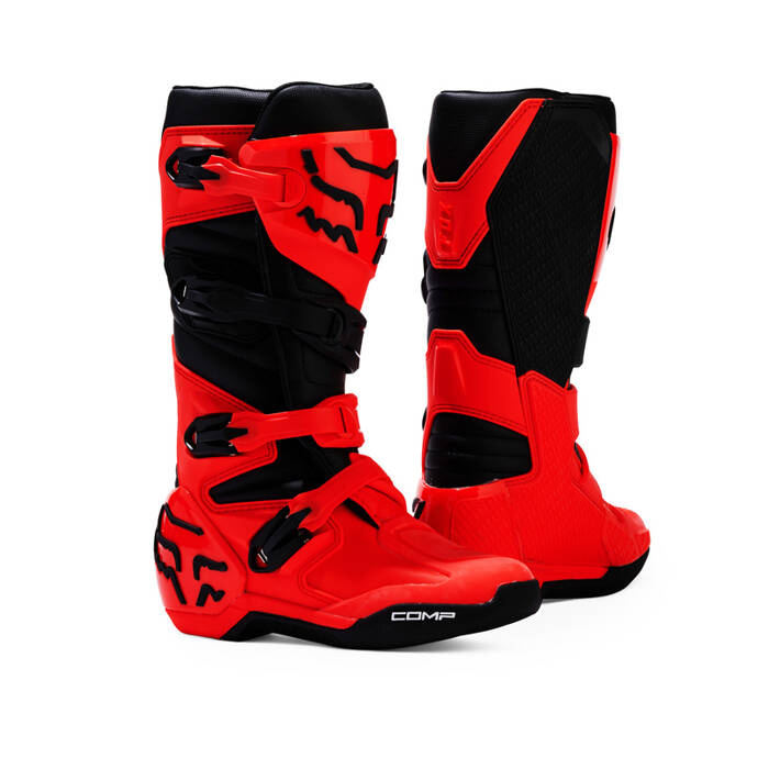 Dziecięce buty motocyklowe cross offroad mtb FOX Comp Fluo czerwony Junior