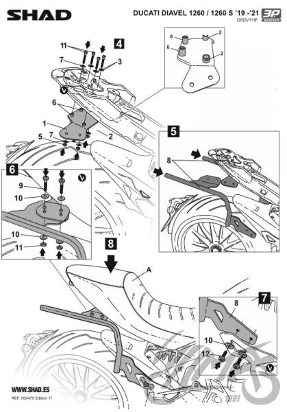 Stelaż kufra bocznego 3P motocyklowego SHAD do Ducati Diavel