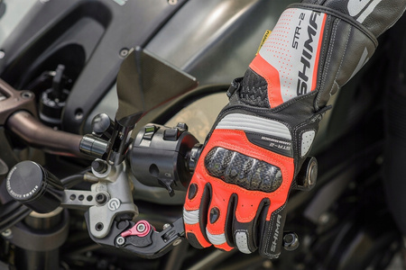 Rękawice motocyklowe sportowe skórzane Shima STR-2 GLOVES czerwony