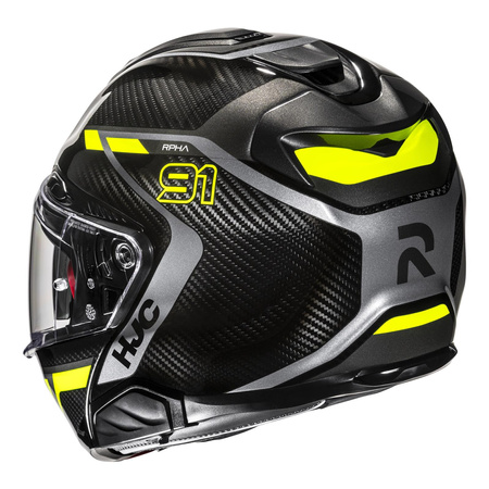 Kask motocyklowy szczękowy HJC RPHA 91 Carbon Lagos czarny/żółty