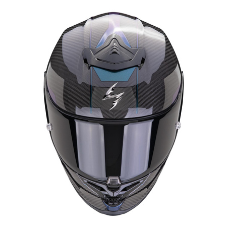 Kask motocyklowy SCORPION EXO-R1 EVO CARBON AIR RALLY BLACK/CHAMELEON czarny fioletowy