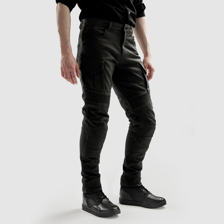 Jeansy motocyklowe OZONE FASTER TAPERED FIT czarne