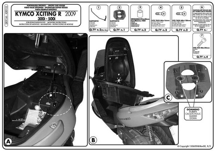 Kappa stelaż kufra centralnego Kymco Xciting R 300/500I (09-14) ( bez płyty )