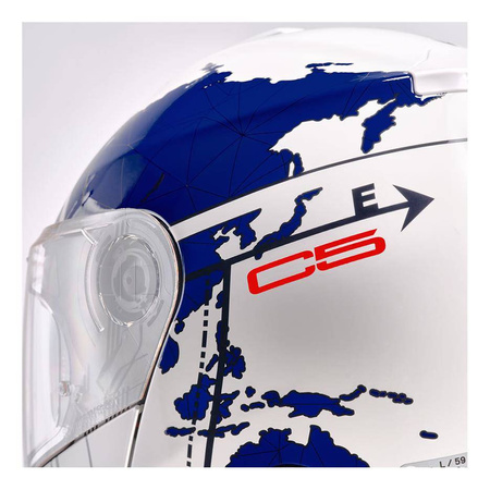 Kask motocyklowy SCHUBERTH C5 ECE GLOBE BLUE biały niebieski czerwony
