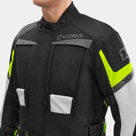 Kurtka motocyklowa VORG CUMULUS FLUO czarny szary żółty fluo