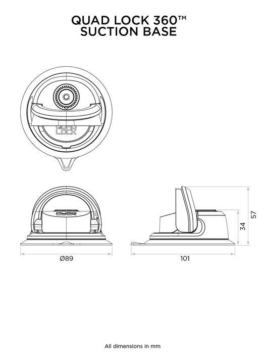 Przyssawka Podstawa Mocownie 360 QUAD LOCK Uniwersalne